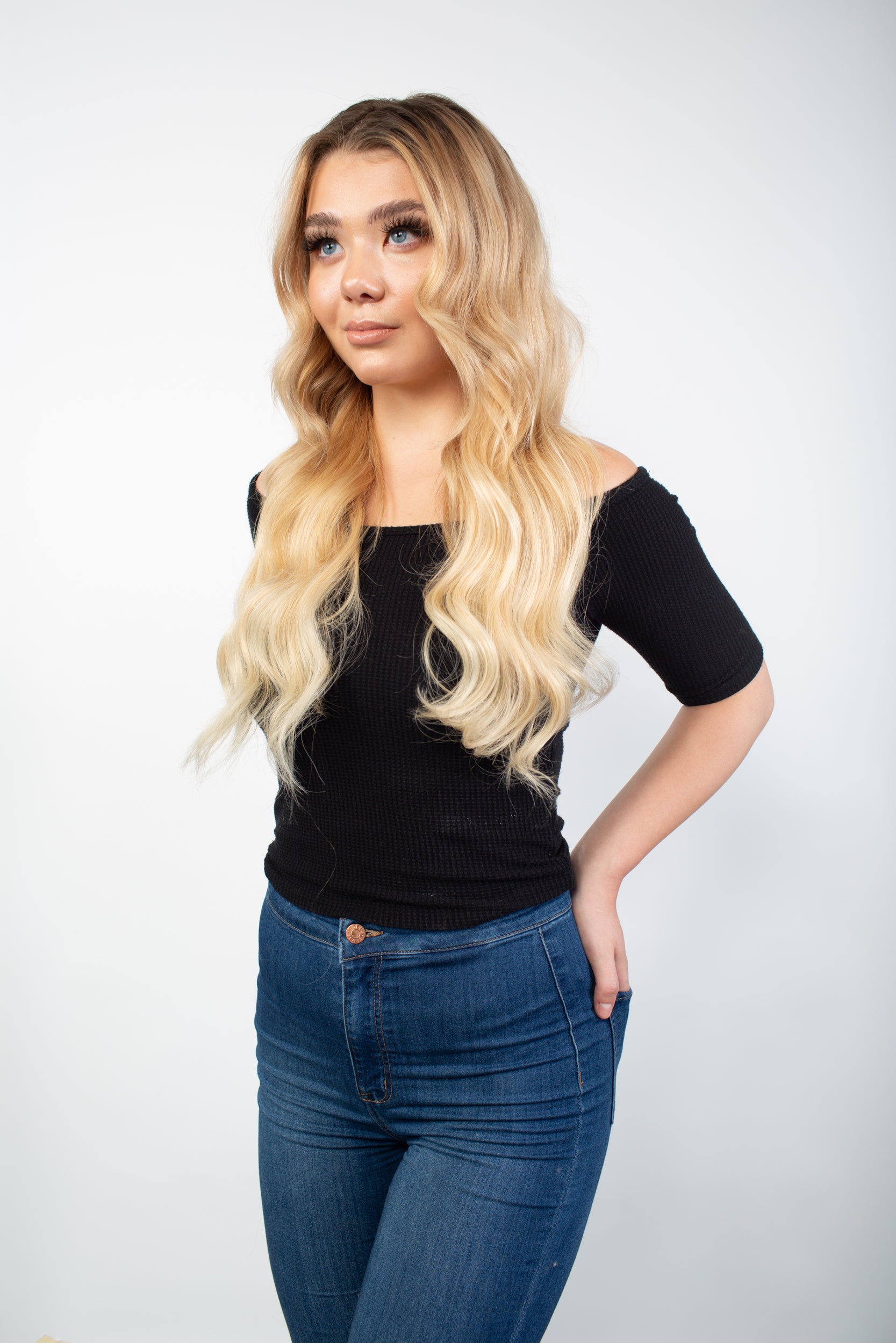 14" Gold Clip-in hair extensions