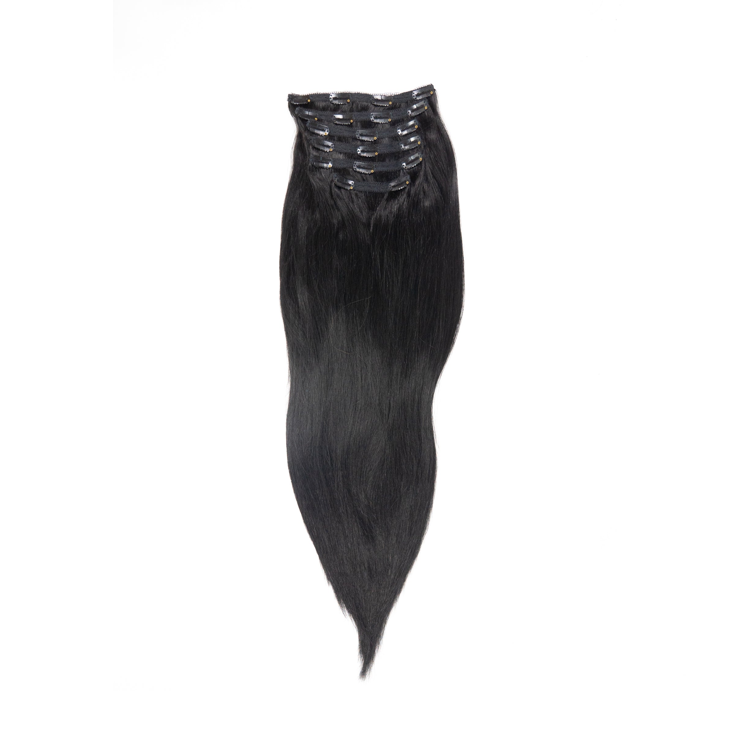 14" Dark Black Clip-In Hair Extensions