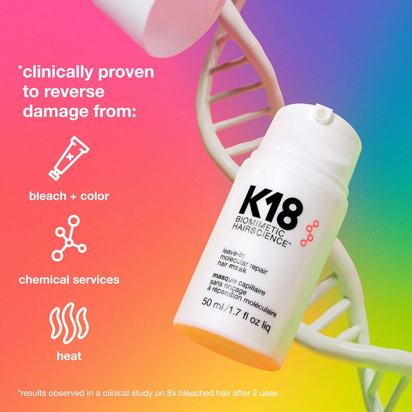 K18 Leave-in Molecular Repair Hair Mask 50ml – Emme Hair K18 Leave-in Molecular Repair Hair Mask 50ml – Emme Hair